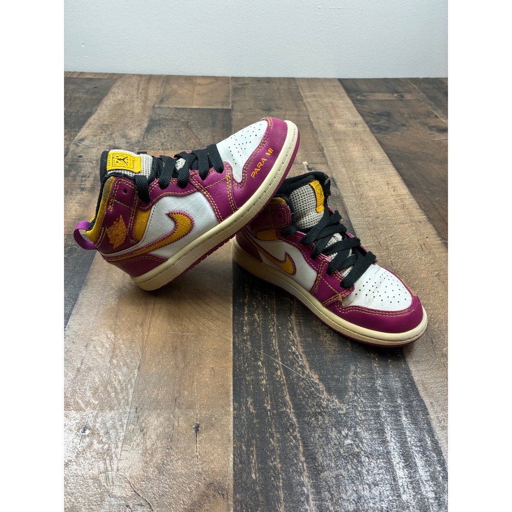 Nike Air Jordan 1 Mid Siempre Familia Para Mi Magenta Yellow DC0503-600 Toddler